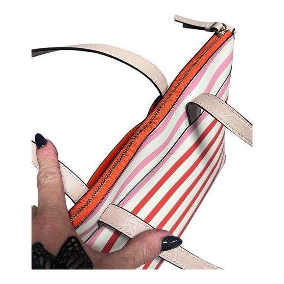 AUTHENTIC KATE SPADE ♠️ NEW YORK PATRICE TROPICAL STRIPE pink & orange tote bag - Picture 7 of 10